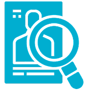 Magnifying glass over a person’s profile icon.